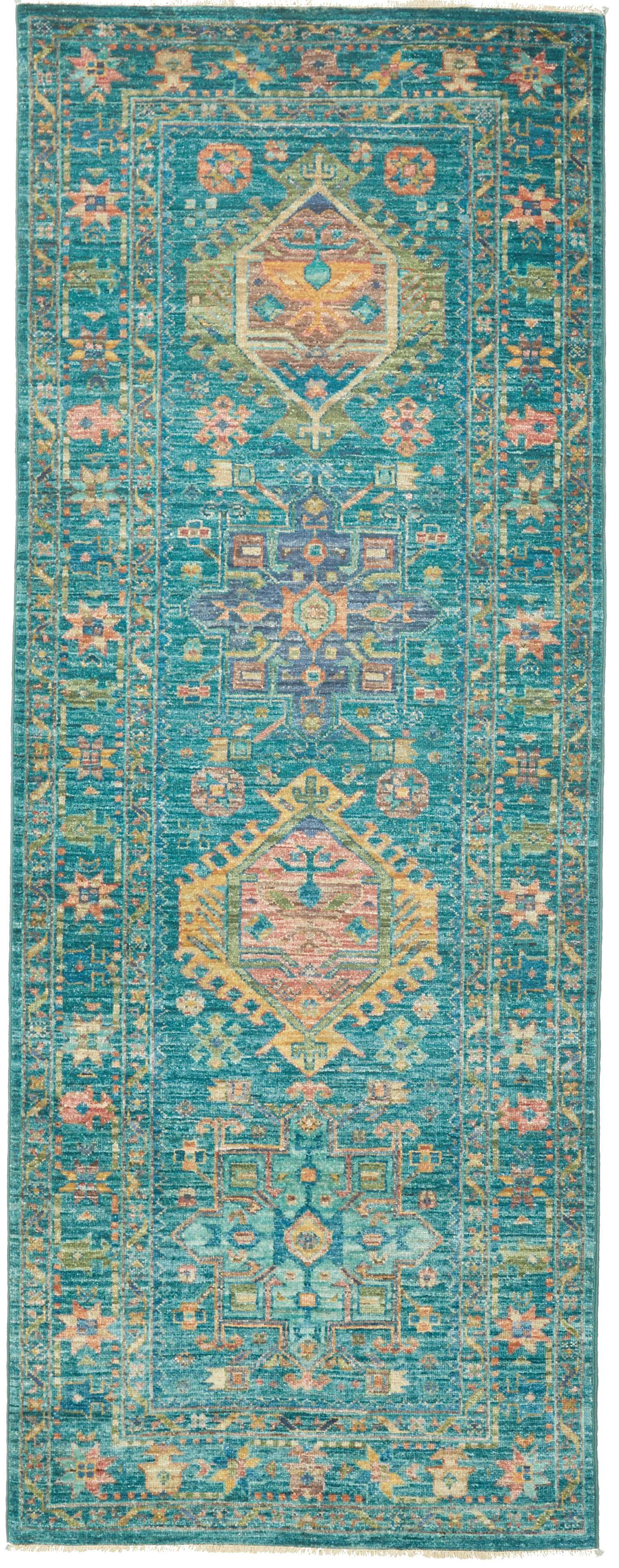 Teppich Läufer Grün - Samarkand Tribal 79 x 201 cm