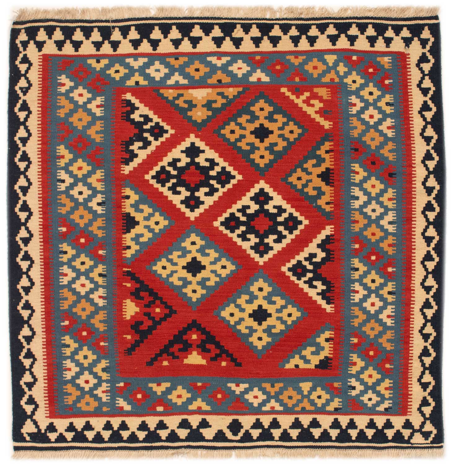 Neliön muotoiset matot - Kelim 105 x 105 cm