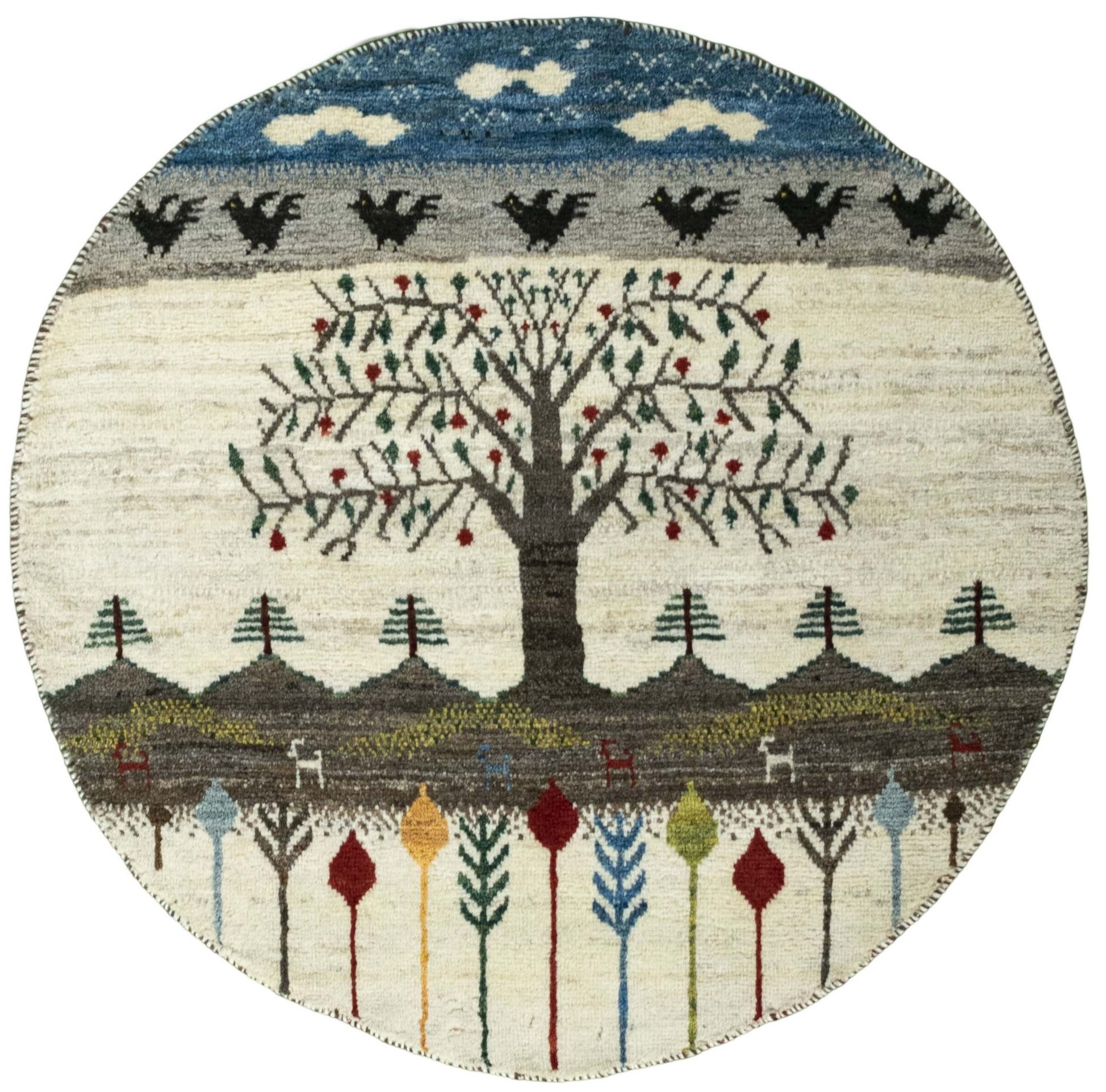 100 Cm Round Oriental Rugs - Gabbeh 97 x 97 cm