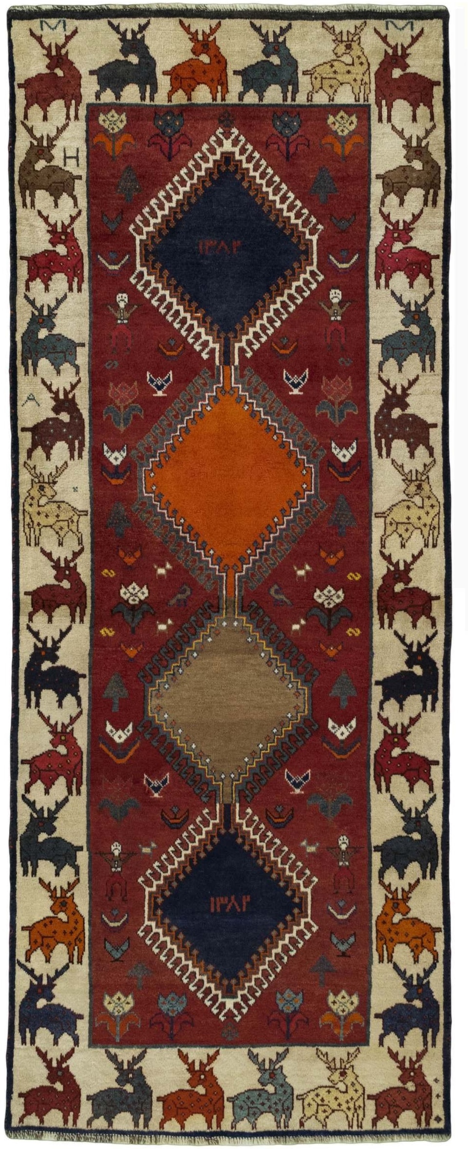 Teppich Läufer Grün - Gabbeh nature 100 x 256 cm