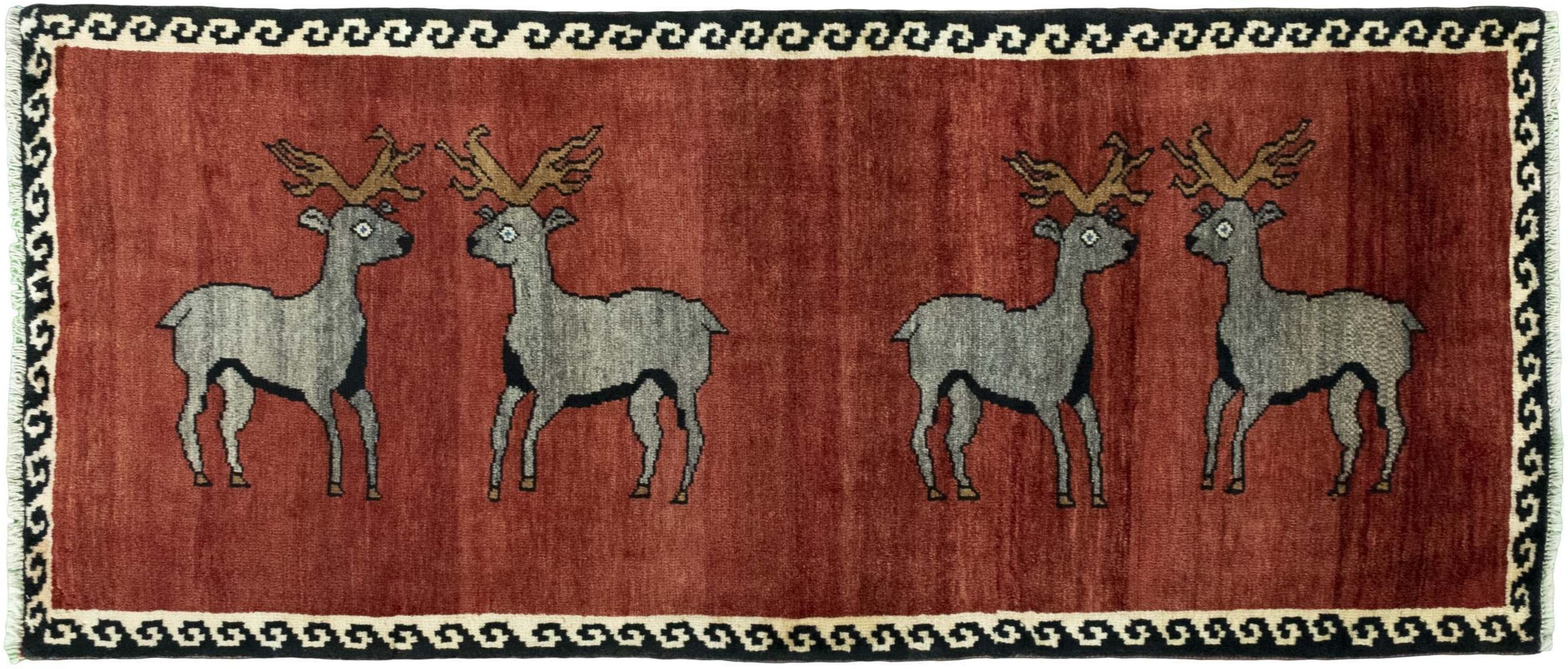 Teppich Läufer Grün - Gabbeh nature 74 x 171 cm